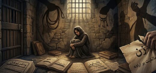 تصویری مفهومی درباره خشونت مقدس، مجازات و مهندسی سرکوب اجتماعی در اسلام