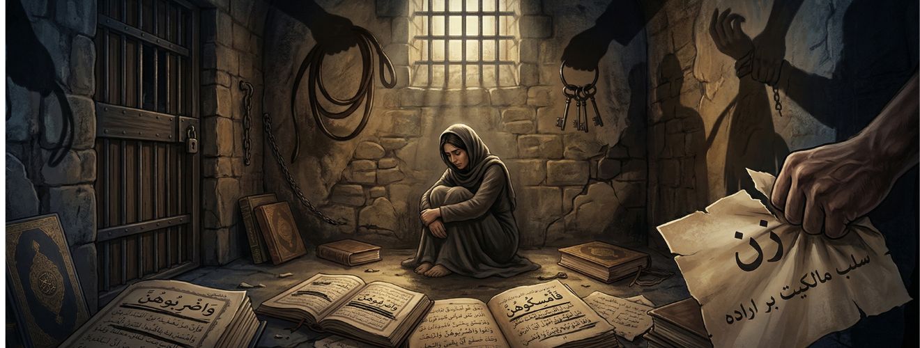 تصویری مفهومی درباره خشونت مقدس، مجازات و مهندسی سرکوب اجتماعی در اسلام