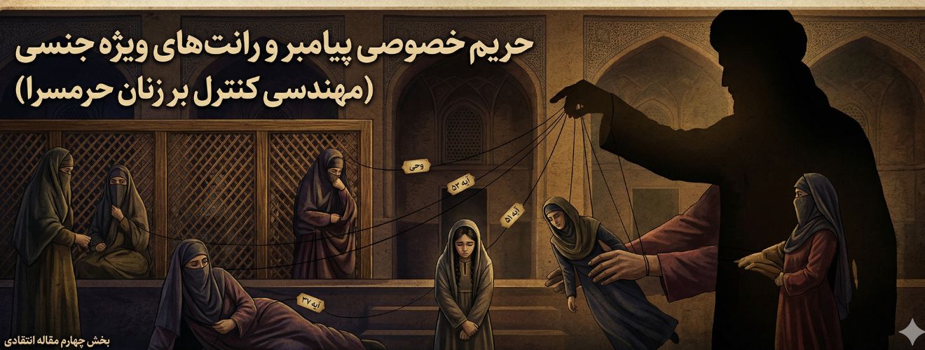 تصویر مفهومی در ارتباط با حریم خصوصی پیامبر و رانت‌های ویژه جنسی به محمد